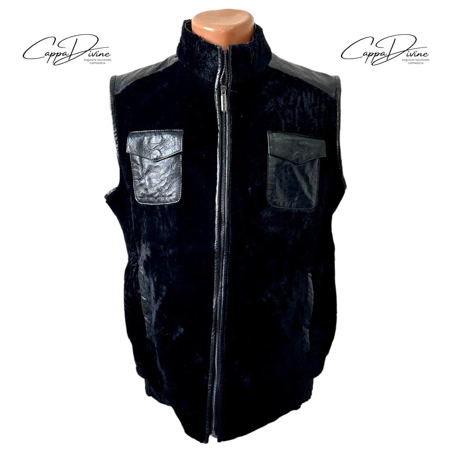 Leather Fur Vest – Leather Detailed & Zippered