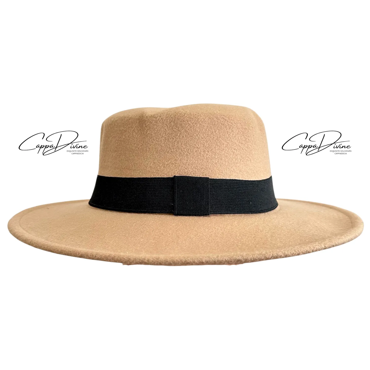 Suede Boater Hat with Strap