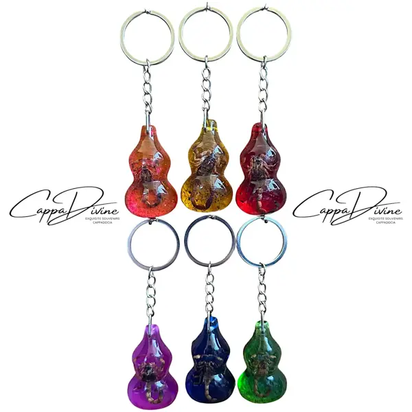 Scorpion Fossil Keychain – Amber & Guitar Shape