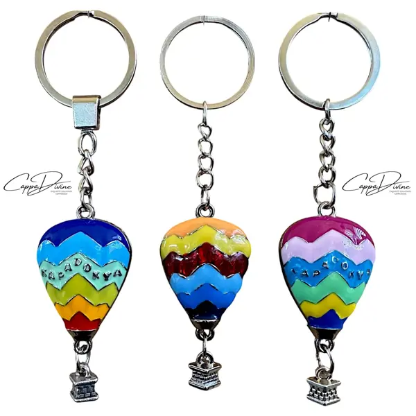 Colorful Metal Keychain – Flat Hot Air Balloon Design