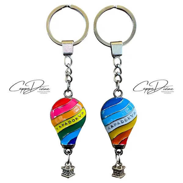 Colorful Metal Keychain – Elegant Hot Air Balloon Design