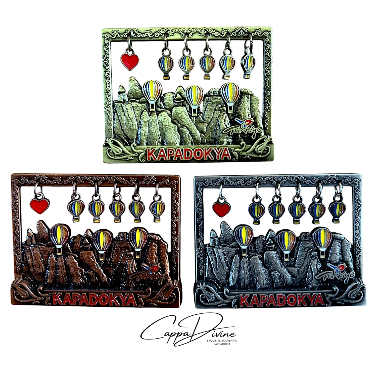 Metal Magnet – Cappadocia Silhouette Frame with Swinging Balloons