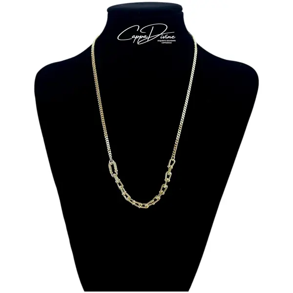 Golden Steel Necklace – Semi Linked Chain with Paperclip Design