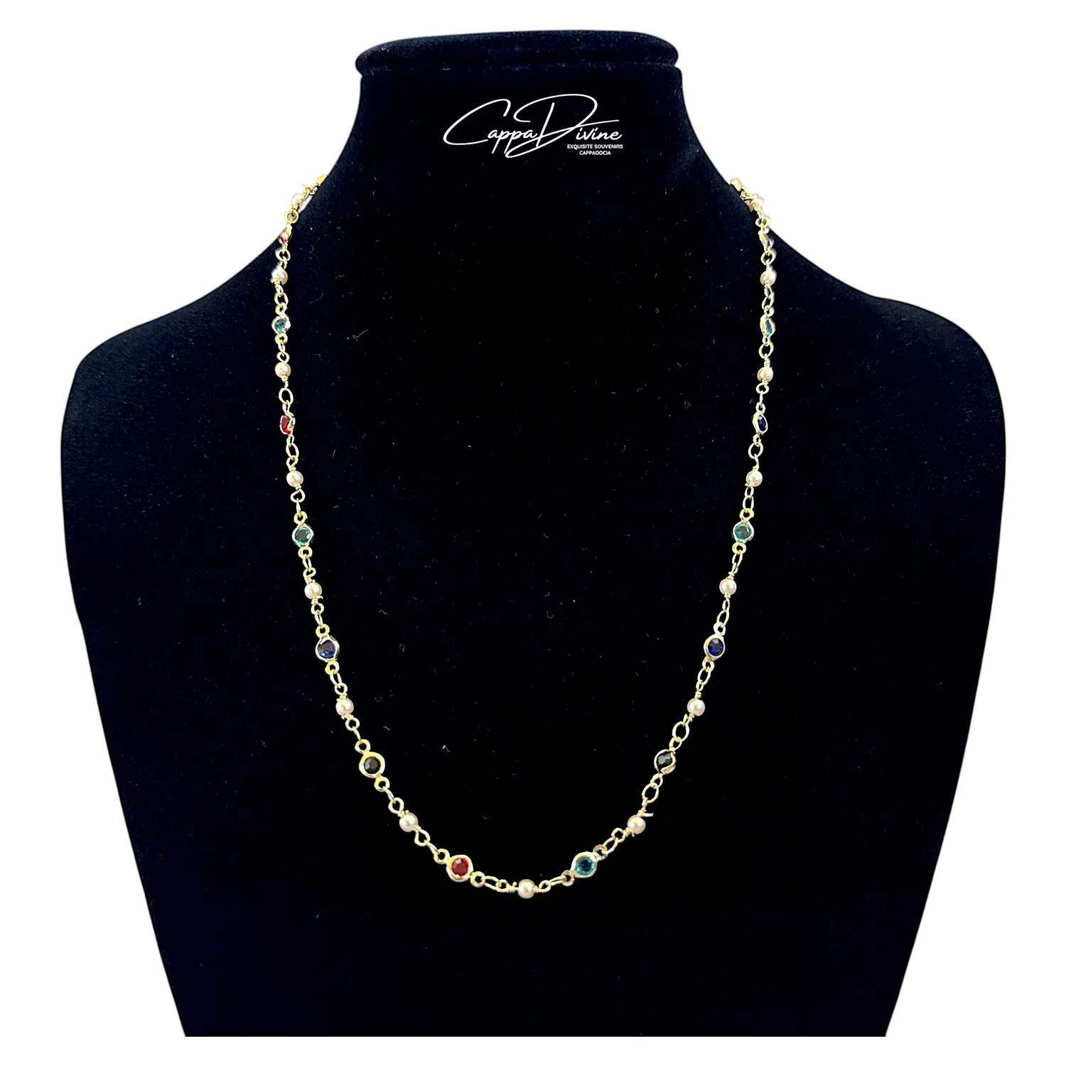 Steel Necklace – Colored Beads on Chain