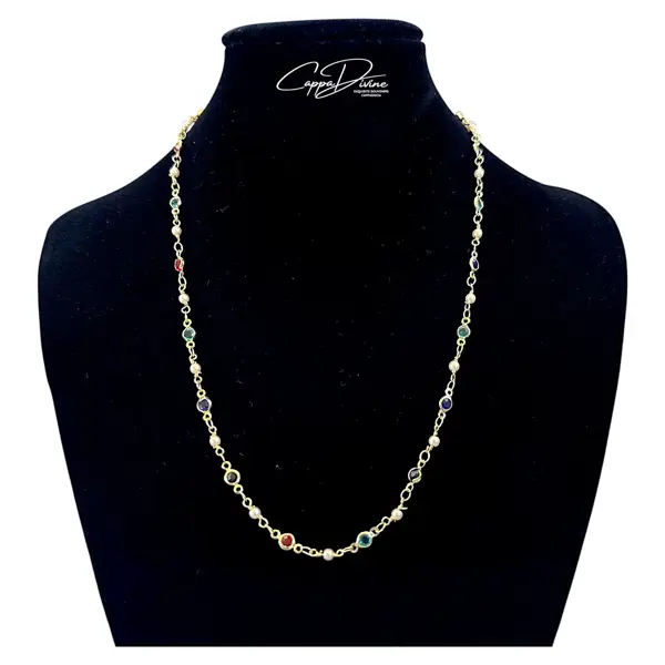 Steel Necklace – Colored Beads on Chain