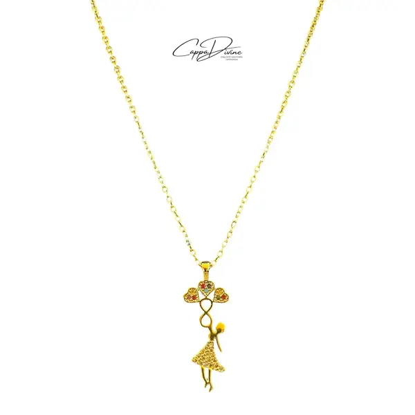 Steel Necklace – Girl with Balloons Design