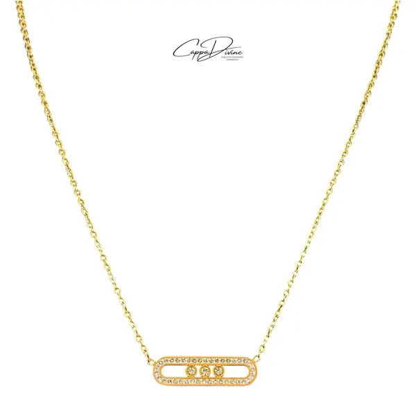 Steel Necklace – Paperclip Design with Crystal Engravings