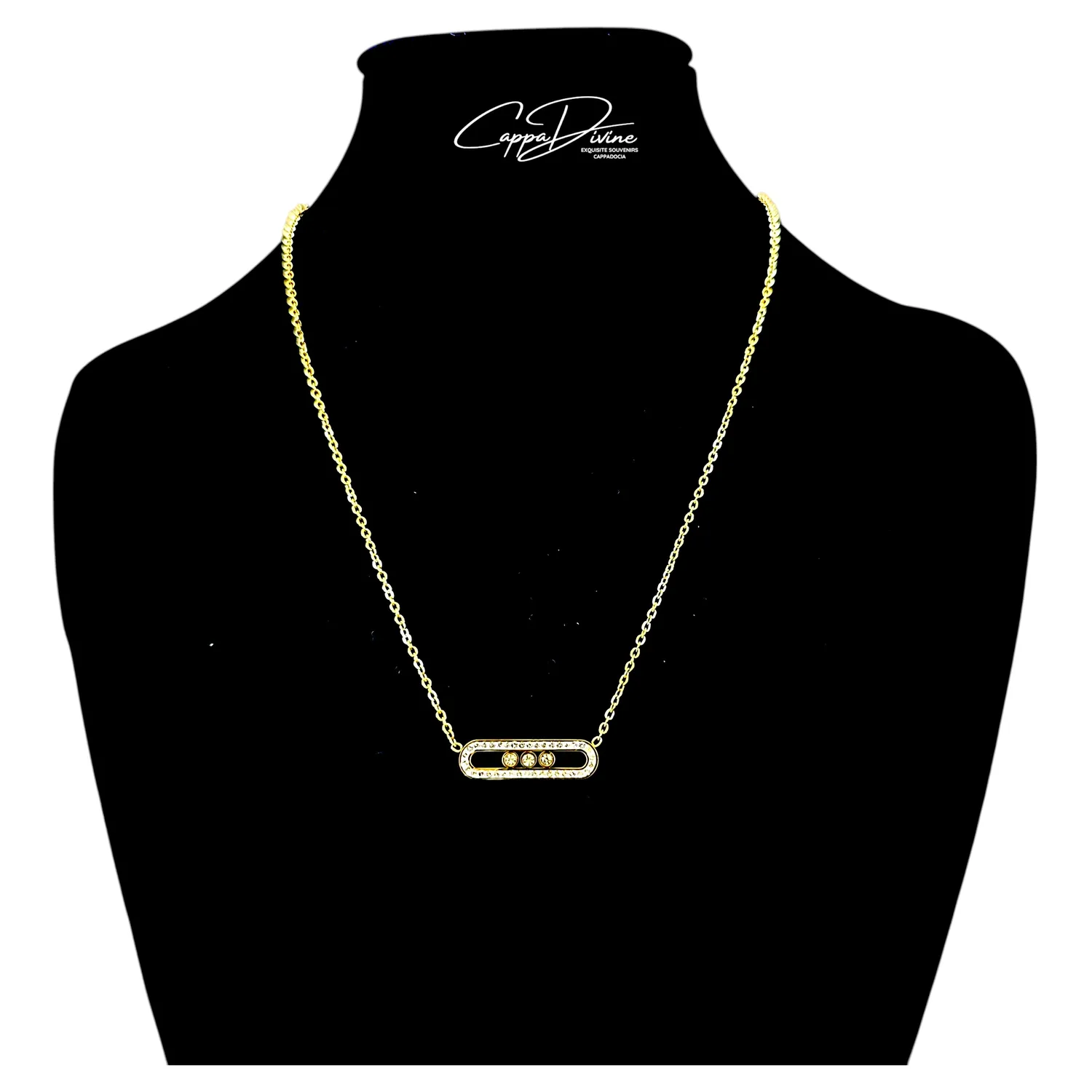 Steel Necklace – Paperclip Design with Crystal Engravings