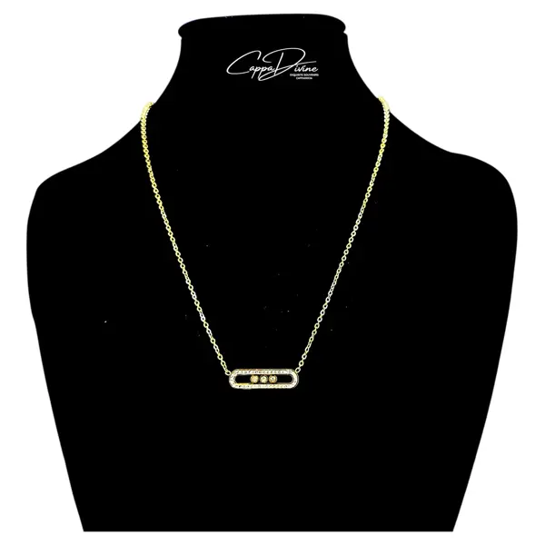 Steel Necklace – Paperclip Design with Crystal Engravings