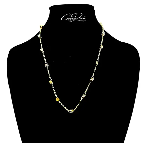 Golden Steel Necklace – Square Dorica Design