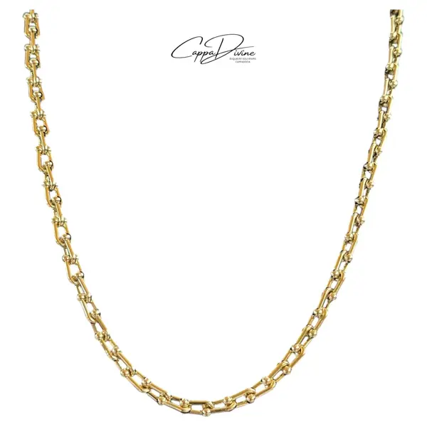 Golden Steel Necklace – Linked Chain Design