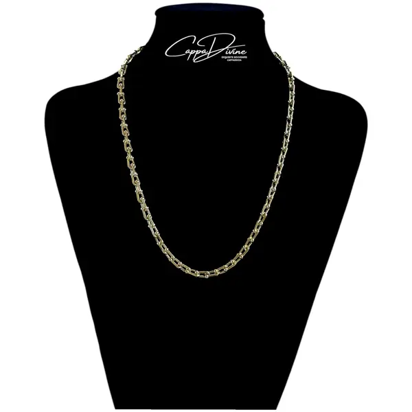 Golden Steel Necklace – Linked Chain Design