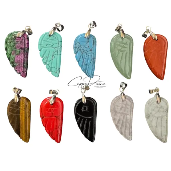 Angel-Wing Cut Stone Pendant