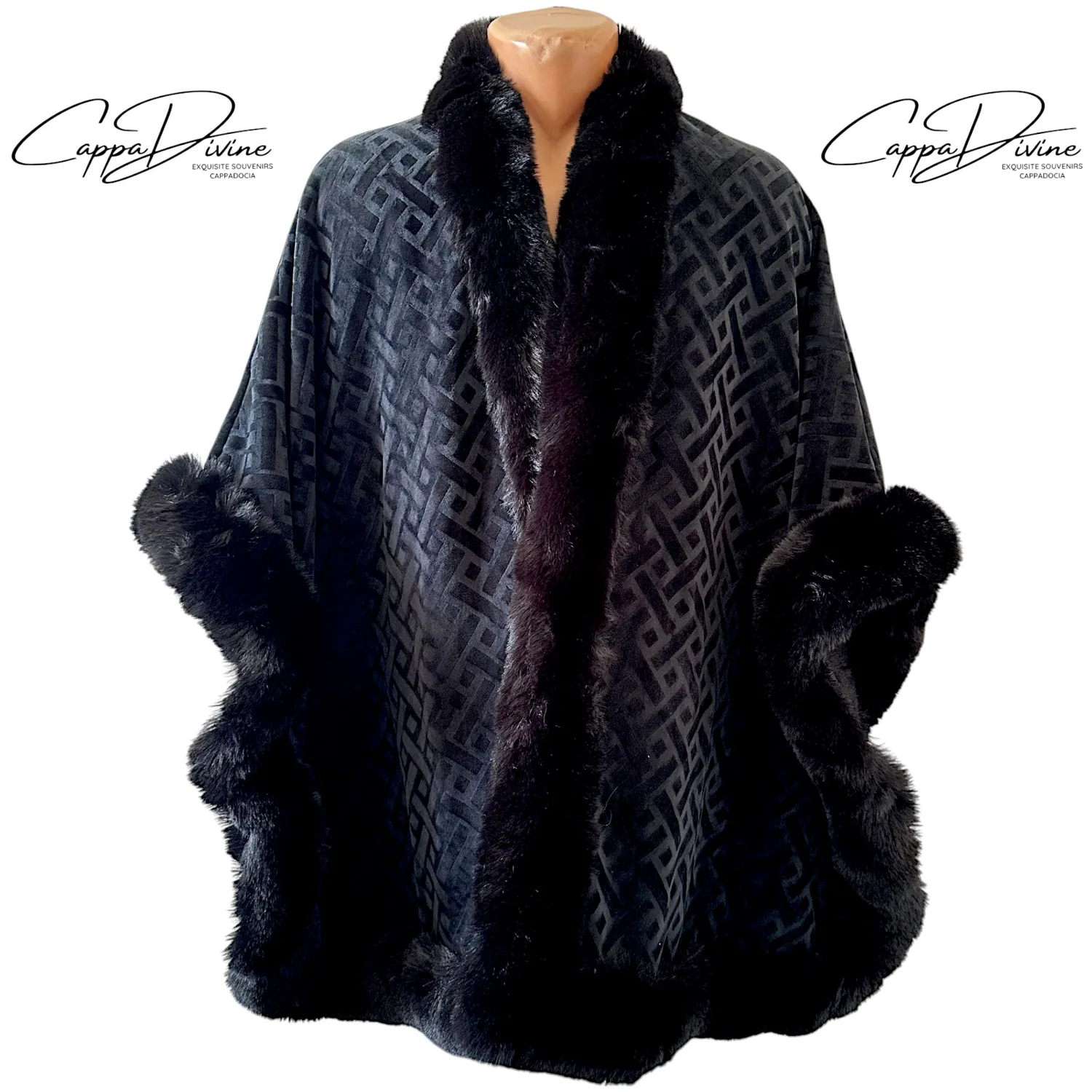 Angora Fur Poncho – Entrelac Pattern