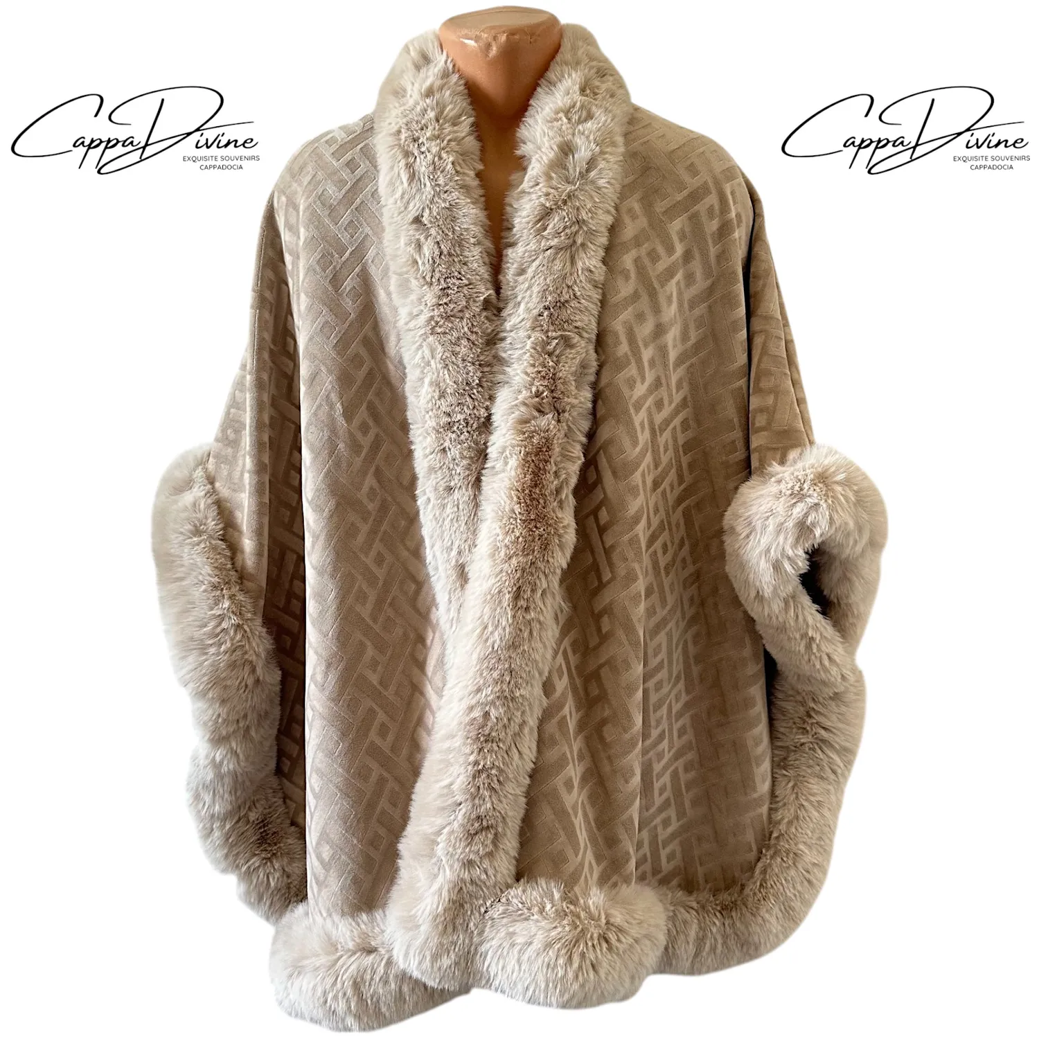 Angora Fur Poncho – Entrelac Pattern