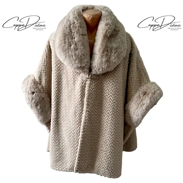 Fluffy Angora Fur Poncho