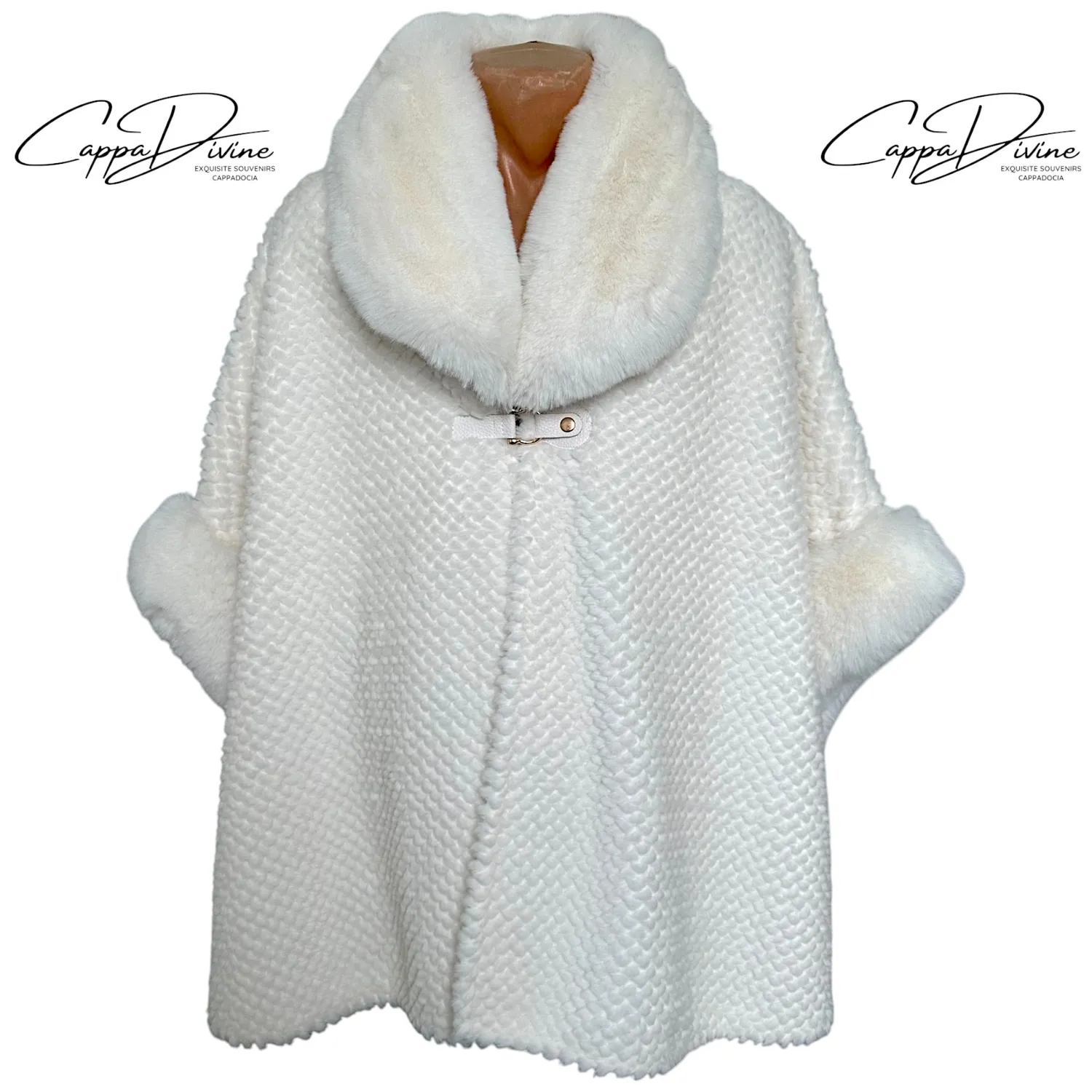 Fluffy Angora Fur Poncho
