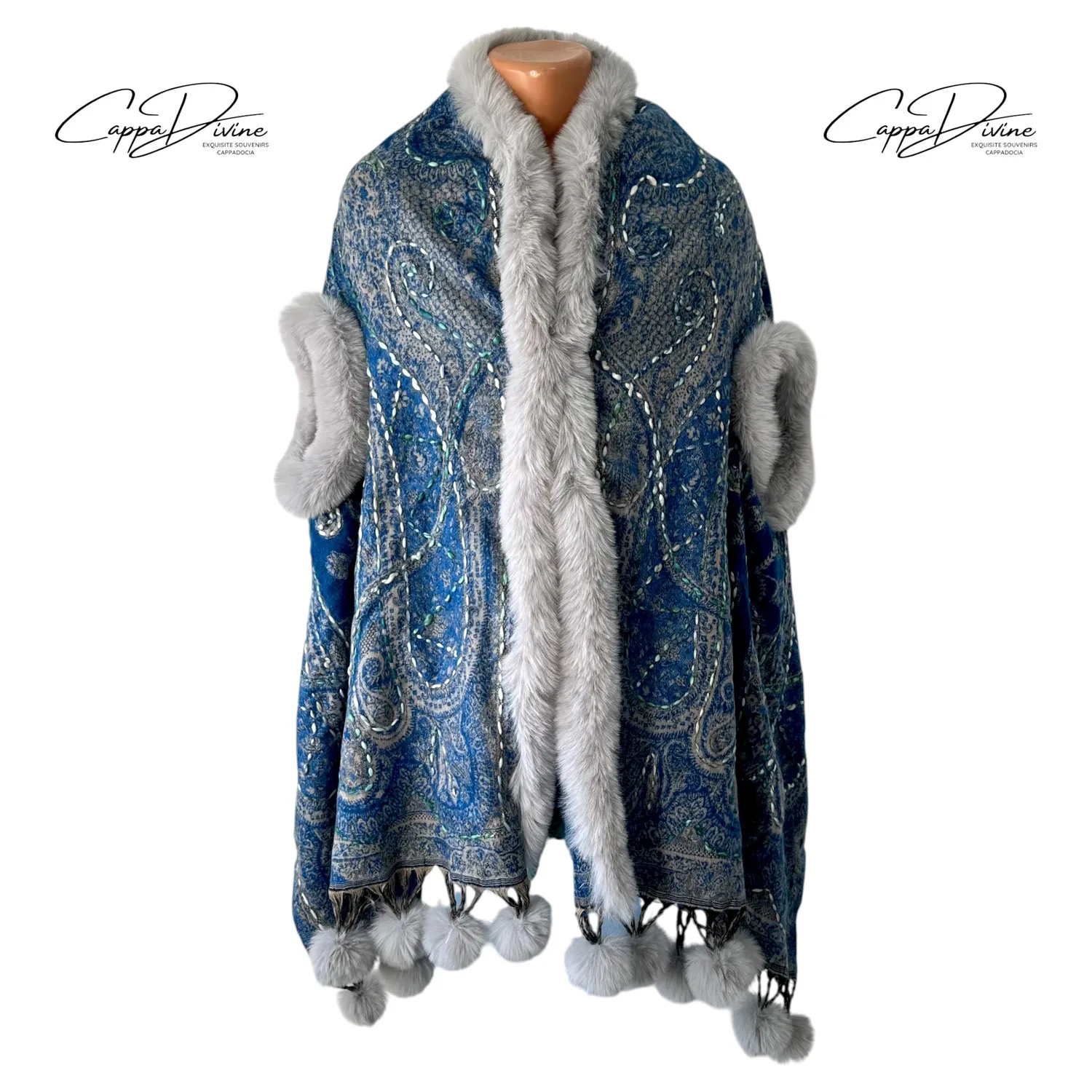 Wearable Poncho Scarf – Handmade & Fur Design