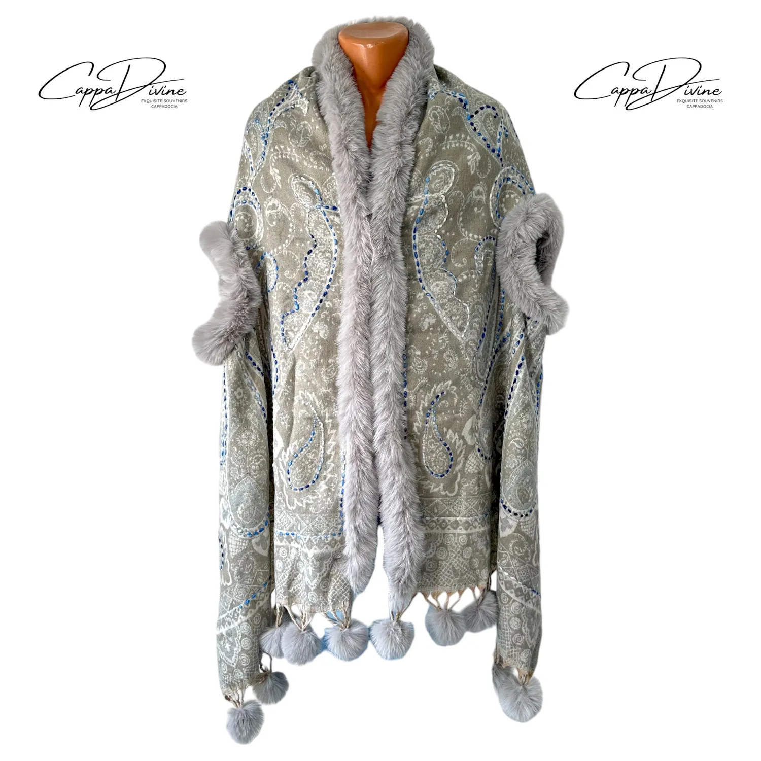 Wearable Poncho Scarf – Handmade & Fur Design