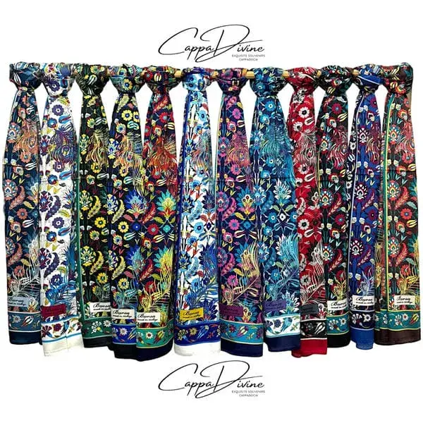 Silk Scarf - Rectangular & Peacock Feather Pattern